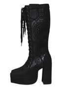 Women’s Gothic Knee High Boots with High Block Heel