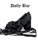 Black Satin Ballet Platform Heels