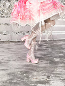 Pink Satin Ballet Platform Heels