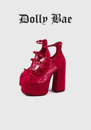 Crimson Lace Mary Jane Heels